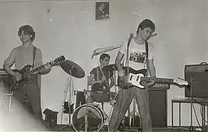 TV Moroni performing in 1981 - left to right: Aleksandar Aleksandrić, Mićo Uzelac, and Aleksandar Đukić.