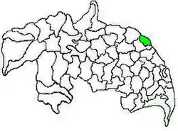 Mandal map of Guntur district showing  Tadepalle mandal (in green)