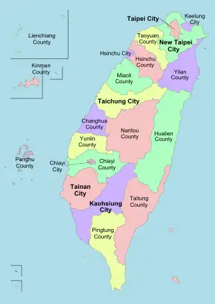 Location map of Taiwan