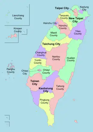 Location of Taiwan