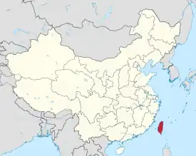 Map showing the location of Taiwan Province