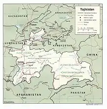 Image 152001 map of Tajikistan including road and rail network (from Transport in Tajikistan)