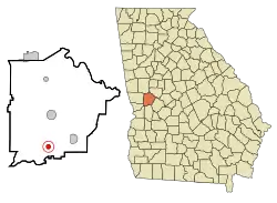 Location in Talbot County and the state of Georgia