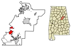 Location of Childersburg in Talladega County, Alabama.