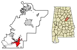 Location of Sylacauga in Talladega County, Alabama