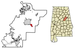 Location of Waldo in Talladega County, Alabama.