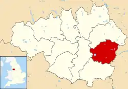 Tameside shown within Greater Manchester and England