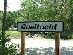 Signpost at the entrance to  Gaeltacht