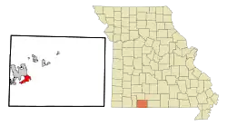 Location within Taney County and Missouri