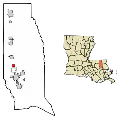 Location of Tickfaw in Tangipahoa Parish, Louisiana.