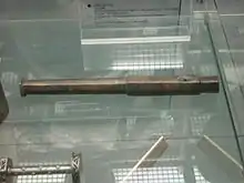 The Tannenberg handgonne is a cast bronze firearm. Muzzle bore 15–16 mm. Found in the water well of the 1399 destroyed Tannenberg castle. Oldest surviving firearm from Germany.