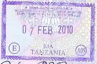 Tanzania:Old style visa of Tanzania