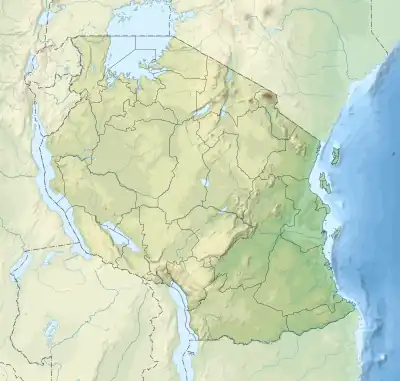 Map showing the location of Selous Game Reserve