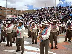 Group performing a Tarkeada, Carnaval de Oruro 2011