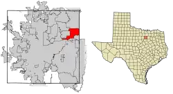 Location of Euless in Tarrant County, Texas