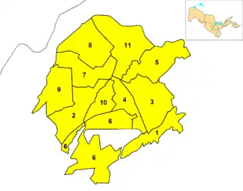 Map of the districts of Tashkent