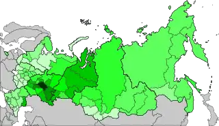 Distribution of Tatars, 2010