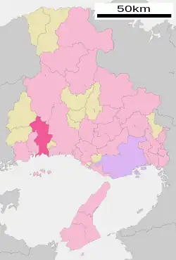 Location of Tatsuno in Hyōgo Prefecture