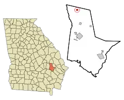 Location in Tattnall County and the state of Georgia