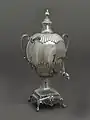 Silver tea urn and base, England, 1770–71