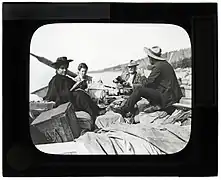 Tea on board the scow Mee-wah-sin on the Peace River, Alberta