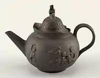Black basalt (unglazed stoneware) teapot, c. 1780