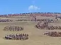 Tebe dancers line up and make a circle in a group