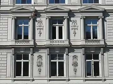 Windows on the second and third floor