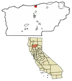 Location of Lake California in Tehama County, California.