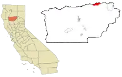 Location in Tehama County and the state of California