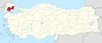 Location of the province within Turkey