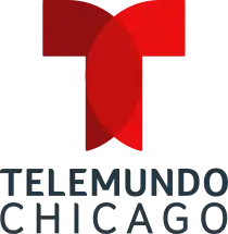 The Telemundo network logo, a T with two circular overlapping components. Beneath are the words Telemundo and Chicago in blue in a curved-type font.