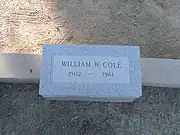 The grave site of William Wesley Cole (1902–1961).