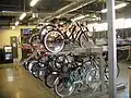 Photo inside the Bicycle Cellar bike station and bike shop inside the Tempe Transportation Center.