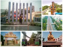 Clockwise from top: Martyrs' Memorial, Maha Ganesha, Tenali-Vijayawada road, Tenali Rama, Satyanarayana UDA Lake Park, Vaikuntapuram Venkateswara Swamy Temple