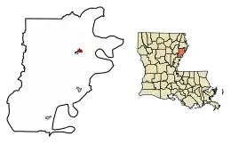 Location of Newellton in Tensas Parish, Louisiana.