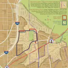 A diagrammatic map showing how local and national historic designation boundaries differ from each other and from the historic extent of the freedman's town.