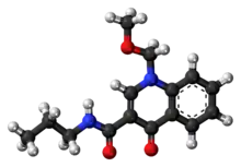 Ball-and-stick model of the terbequinil molecule