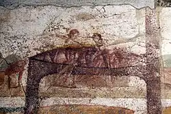 Lesbian sex scene. Wall painting. Suburban baths, Pompeii.