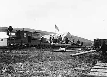 Terminus of the Wild Goose Railroad at Anvil Creek ca. 1901