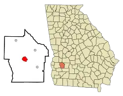 Location in Terrell County and the state of Georgia