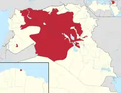 Image 95In red: the area controlled by the Islamic State of Iraq and the Levant (ISIL) proto-state in December 2014 (from 2010s)