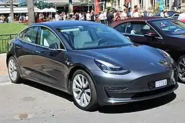 One of the vehicles used by the Office of the First Minister, the Tesla Model 3