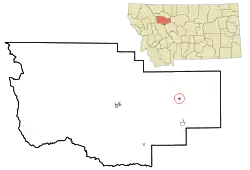 Location of Dutton, Montana