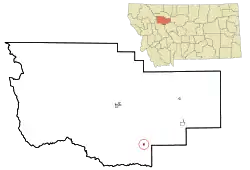 Location of Fairfield, Montana