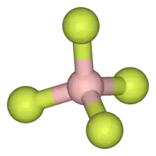 The tetrafluoroborate anion (ball-and-stick model)