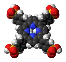 Space-filling model of the tetraphenylporphine sulfonate molecule