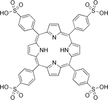 Skeletal formula of tetraphenylporphine sulfonate