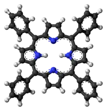 Ball-and-stick model of the tetraphenylporphyrin molecule