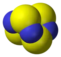 Space-filling model of tetrasulfur tetranitride